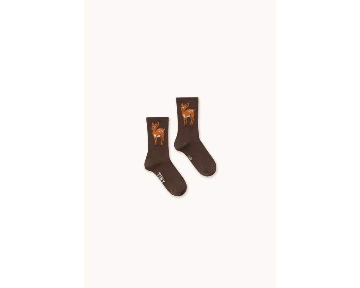 Tiny Cottons Deer Medium Socks - Cacao