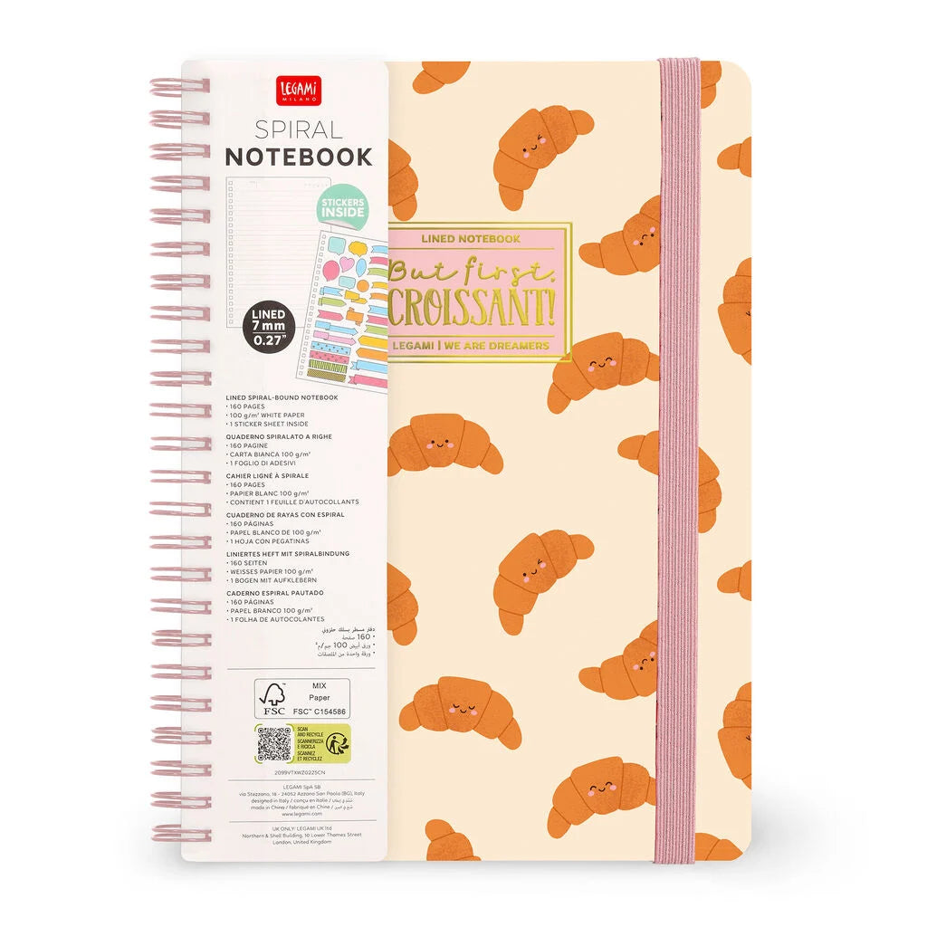 A4-notitieboek met lijntjes en geïllustreerde harde kaft - Croissant - spiraalgebonden