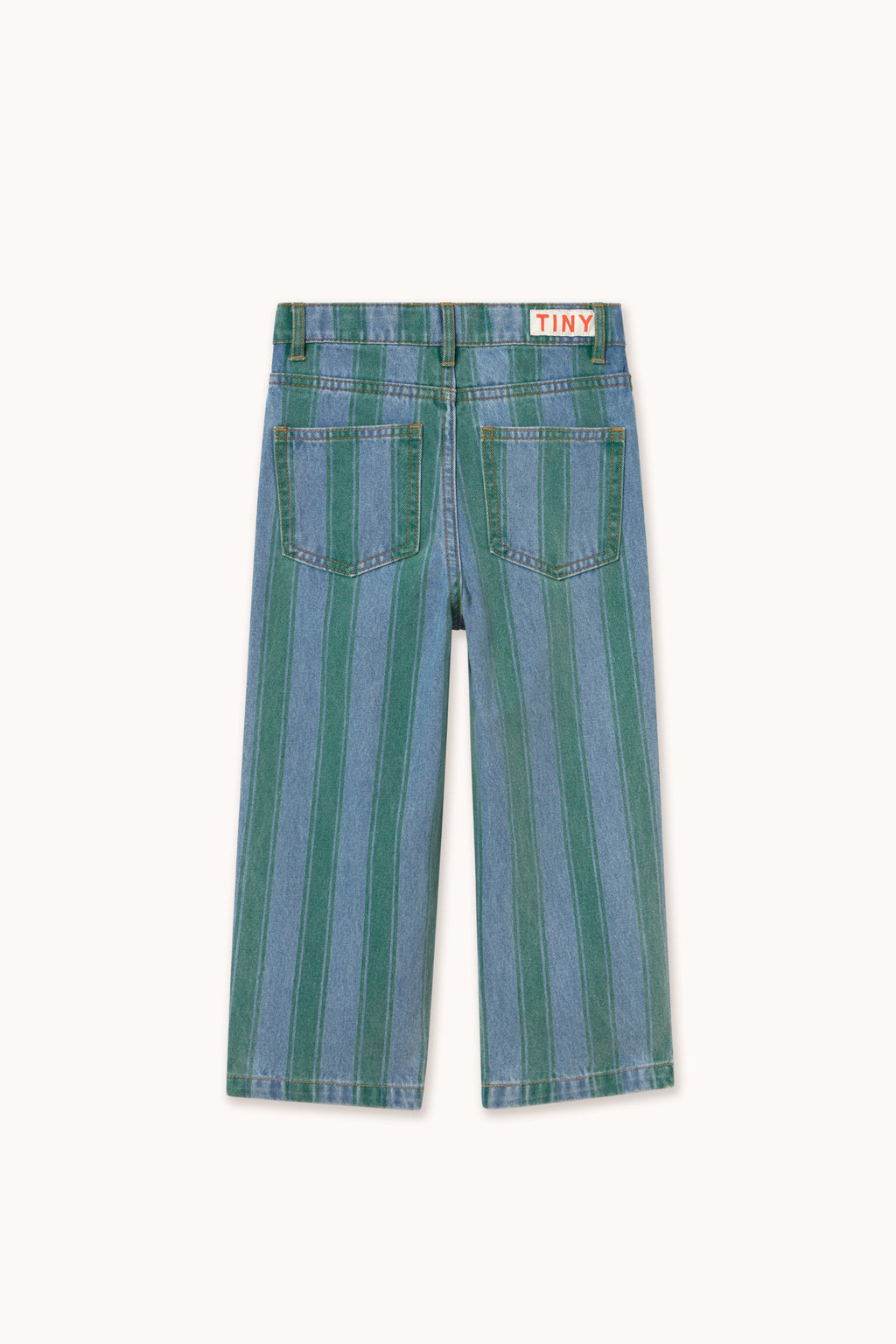 Tiny Cottons Retro Stripes Straight Denim Pants - denim medium wash 2