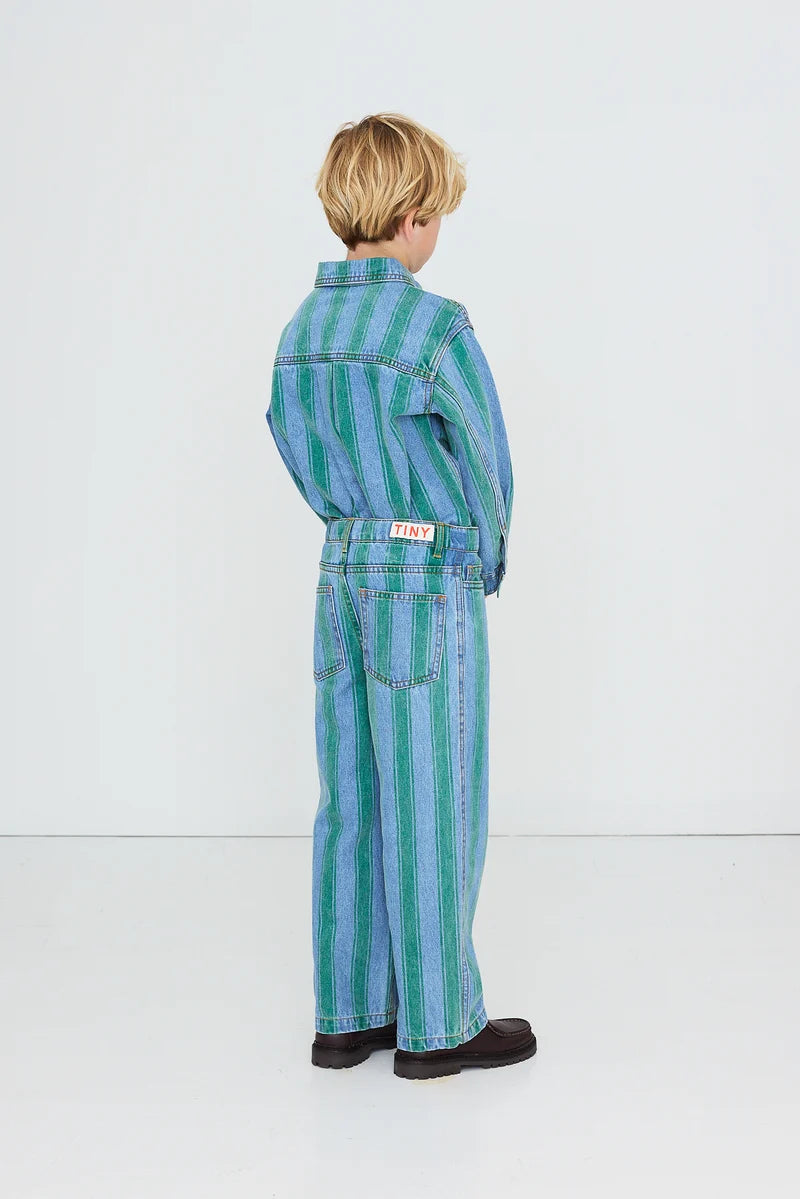 Tiny Cottons Retro Stripes Straight Denim Pants - denim medium wash 2