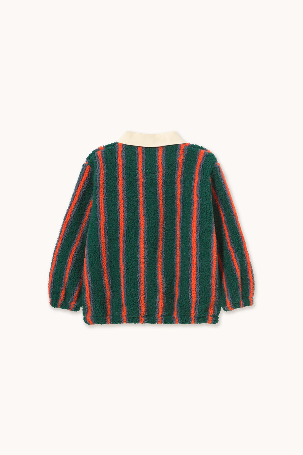 Tiny Cottons Multicolor Stripes Sherpa Collar Sweatshirt - Dark Green