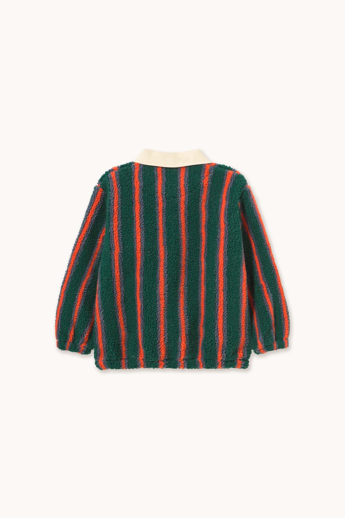 Tiny Cottons Multicolor Stripes Sherpa Collar Sweatshirt - Dark Green