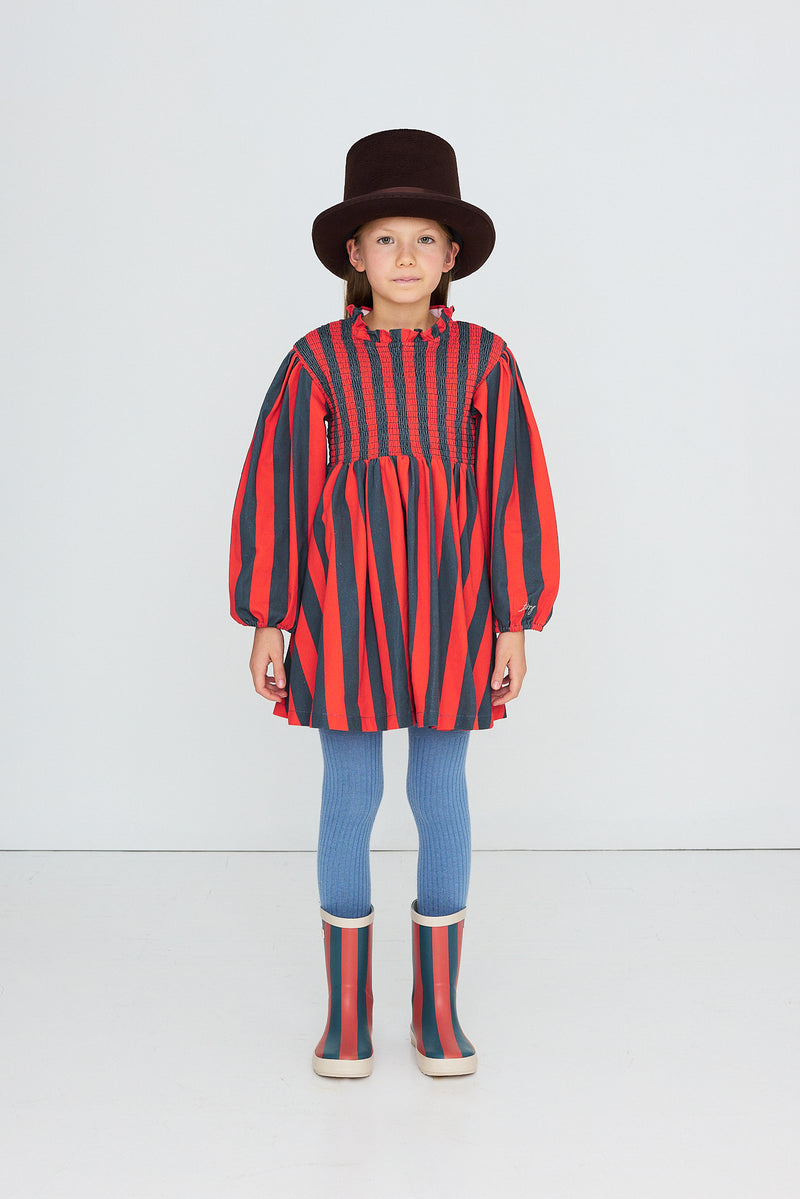 Tiny Cottons Red-Blue Stripes Dress - Summer Red