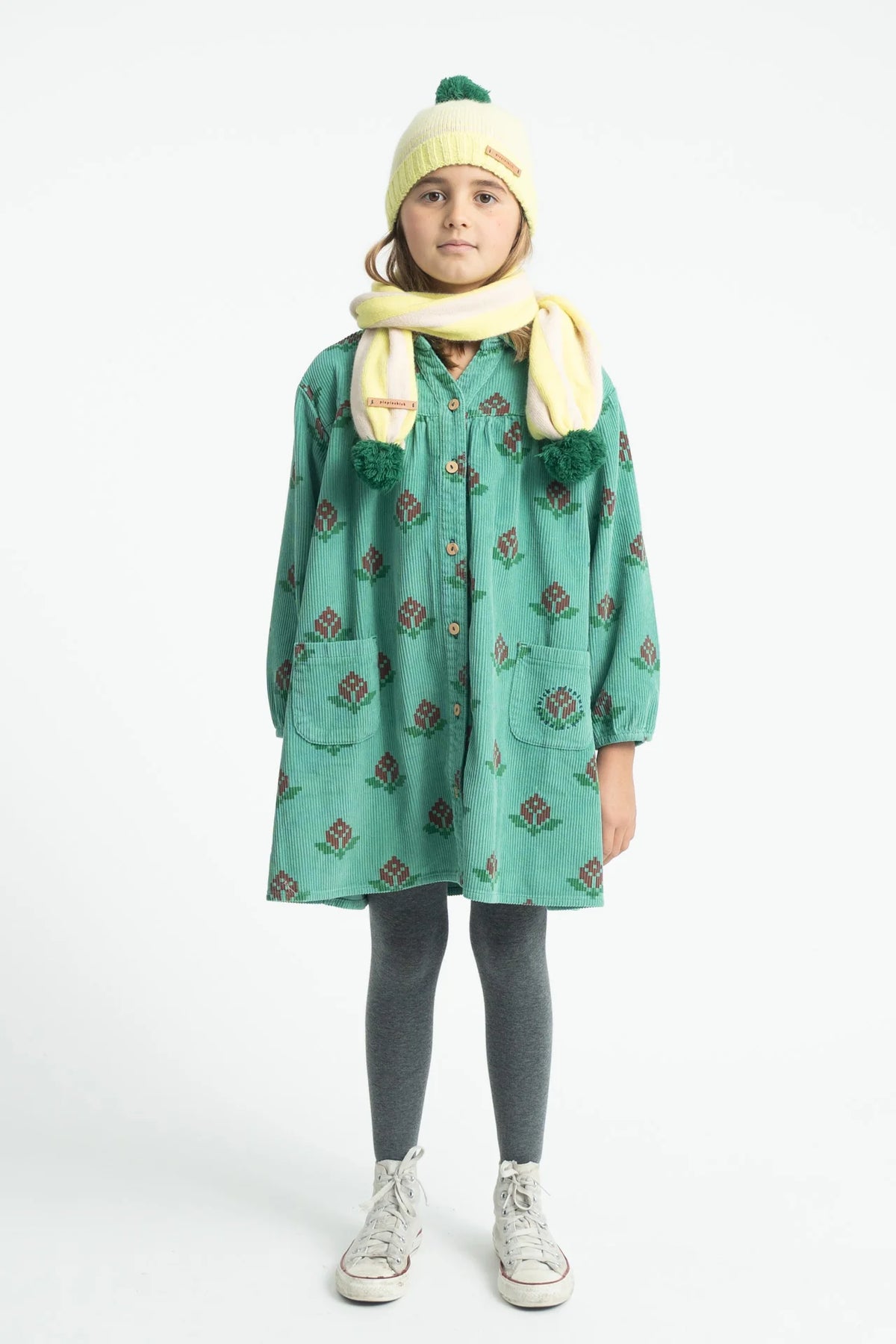 Piupiuchick short dress | green w/ big flowers